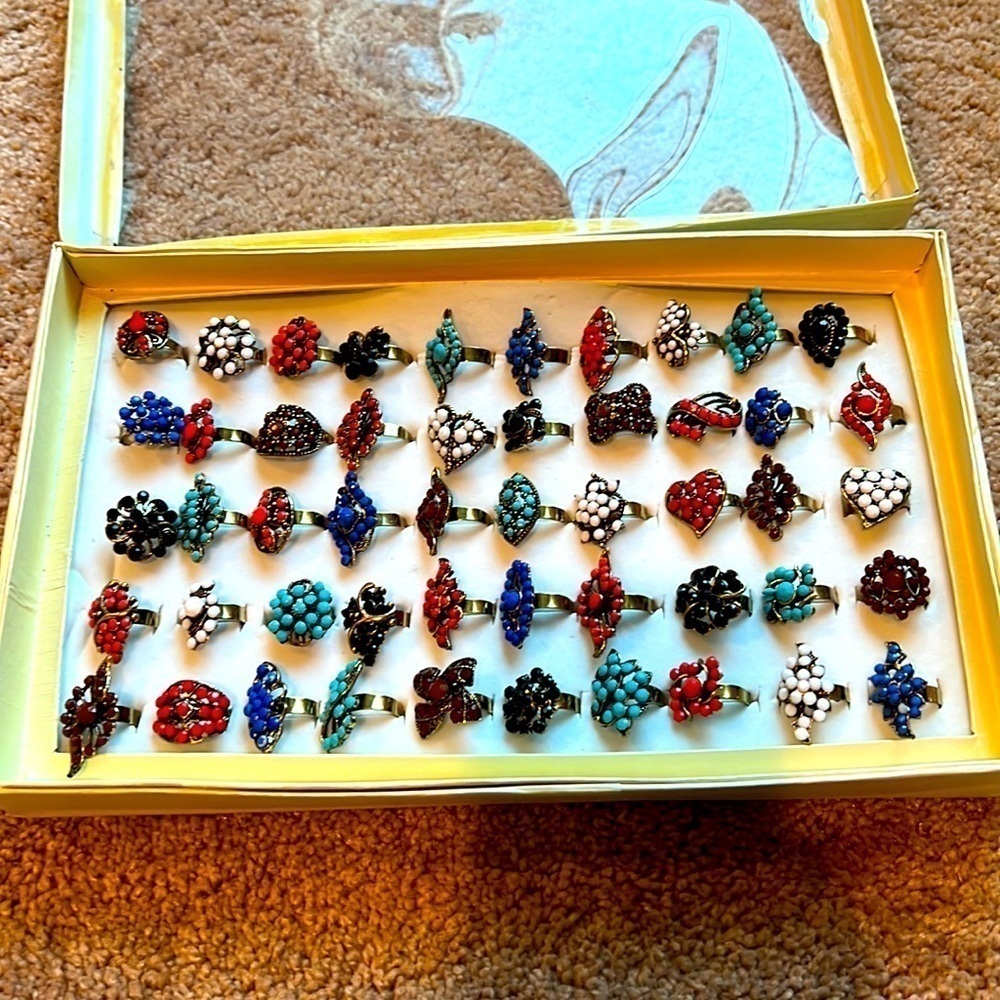 50 Adjustable retro fashion rings